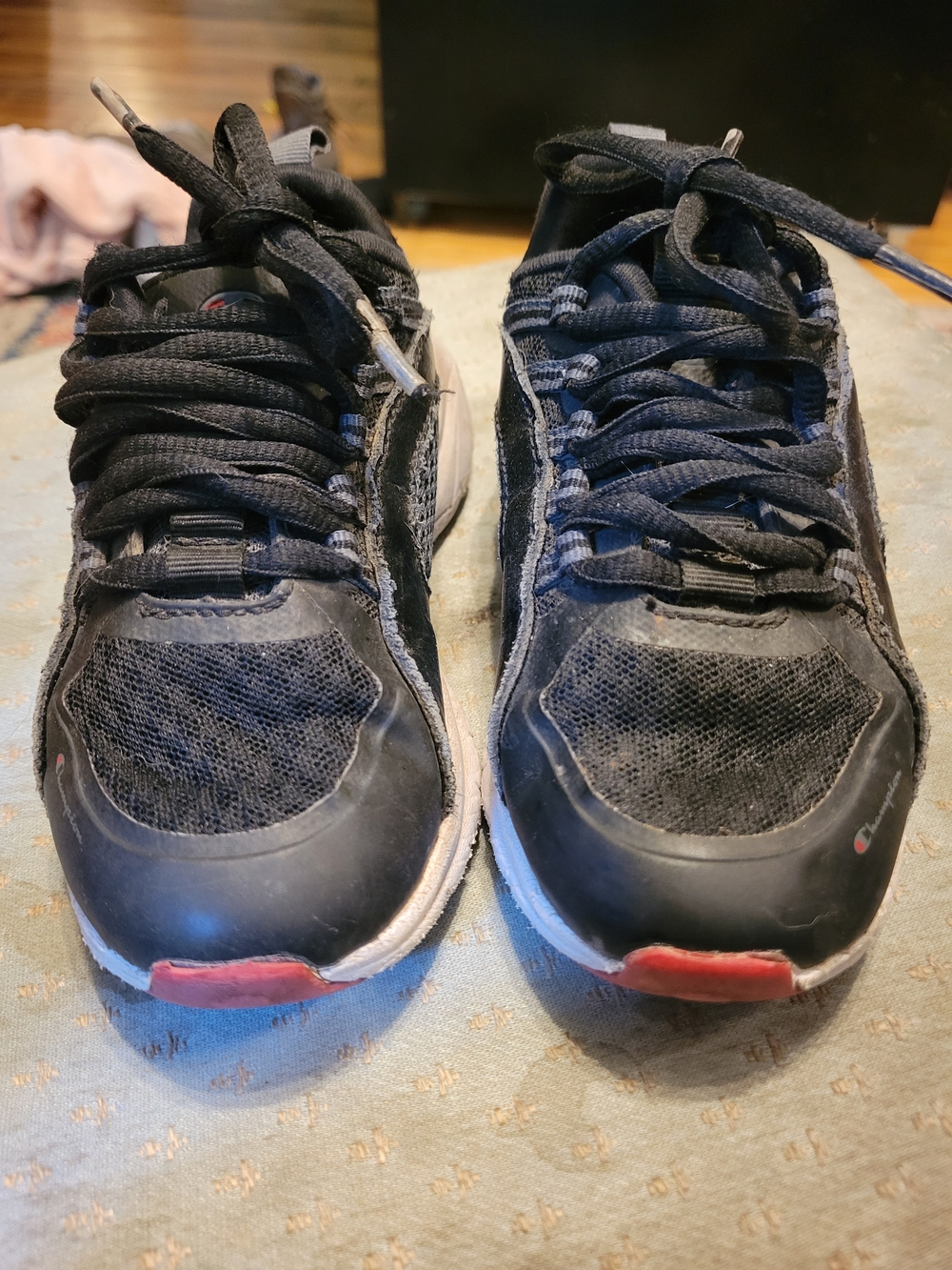 Champion Toddler Boys Black Athletic Sneakers with Red Accents